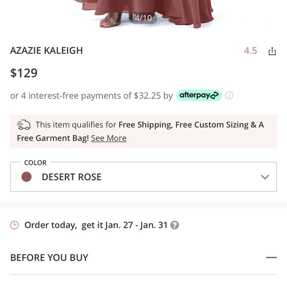 Azazie Bridesmaid dress - worn once - Picture 5 of 8